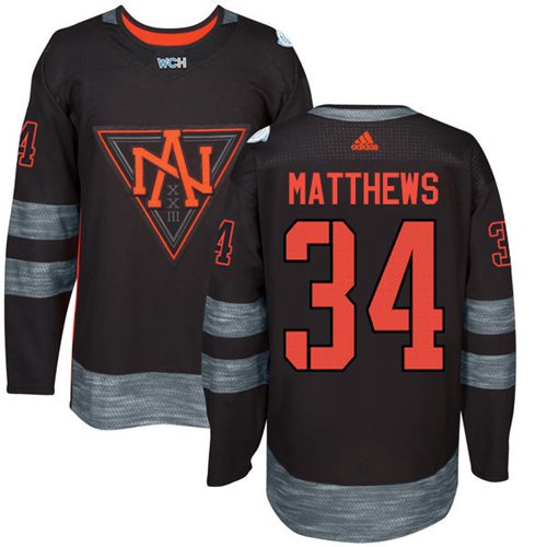 Team North America #34 Auston Matthews Black 2016 World Cup Stitched Youth NHL Jersey